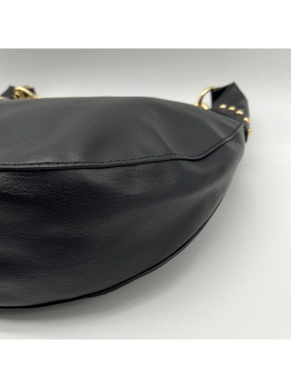 I.N.C. International Concepts Black Faux Leather Giannaa Medium Stud Hobo Bag